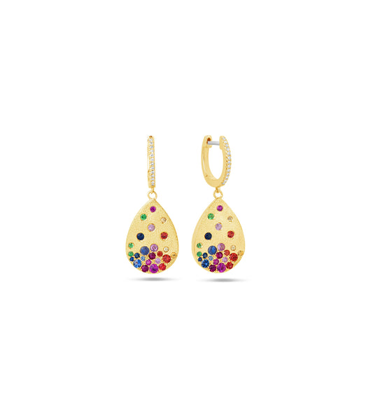 Rainbow Celestial Pear Earring