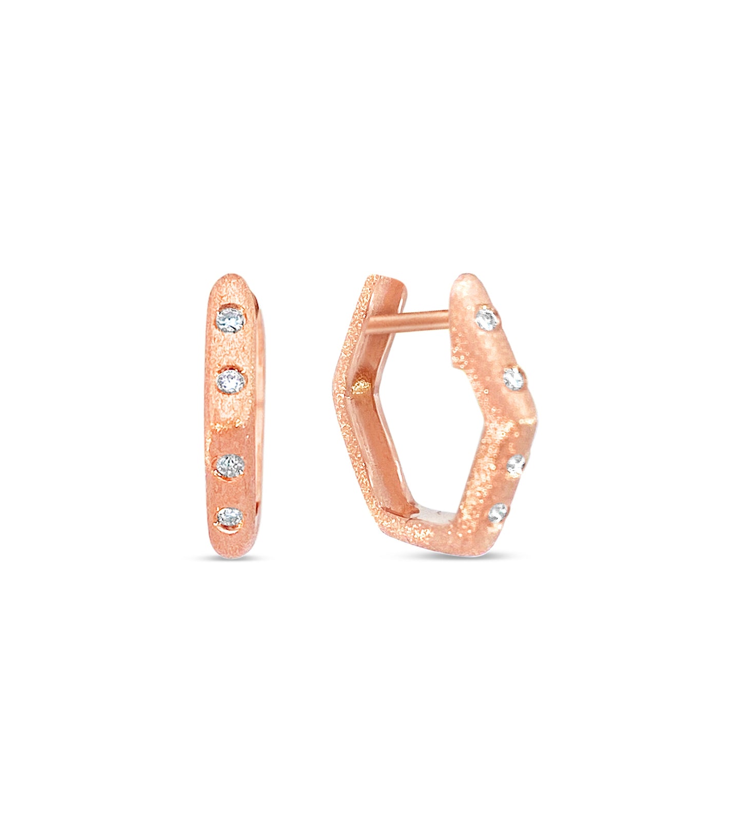 Diamond Hexagon Flush Huggie Earring