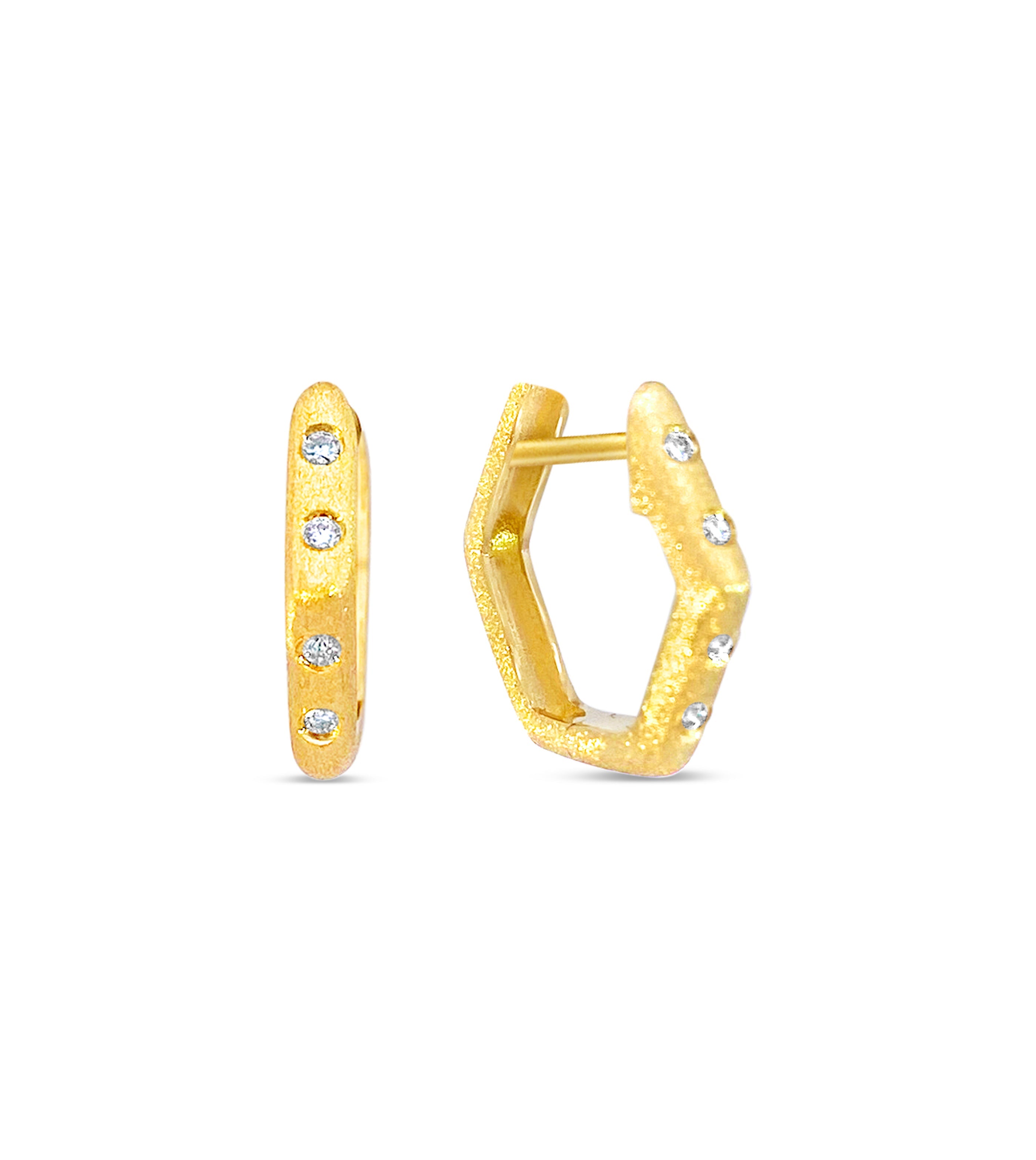 Diamond Hexagon Flush Huggie Earring