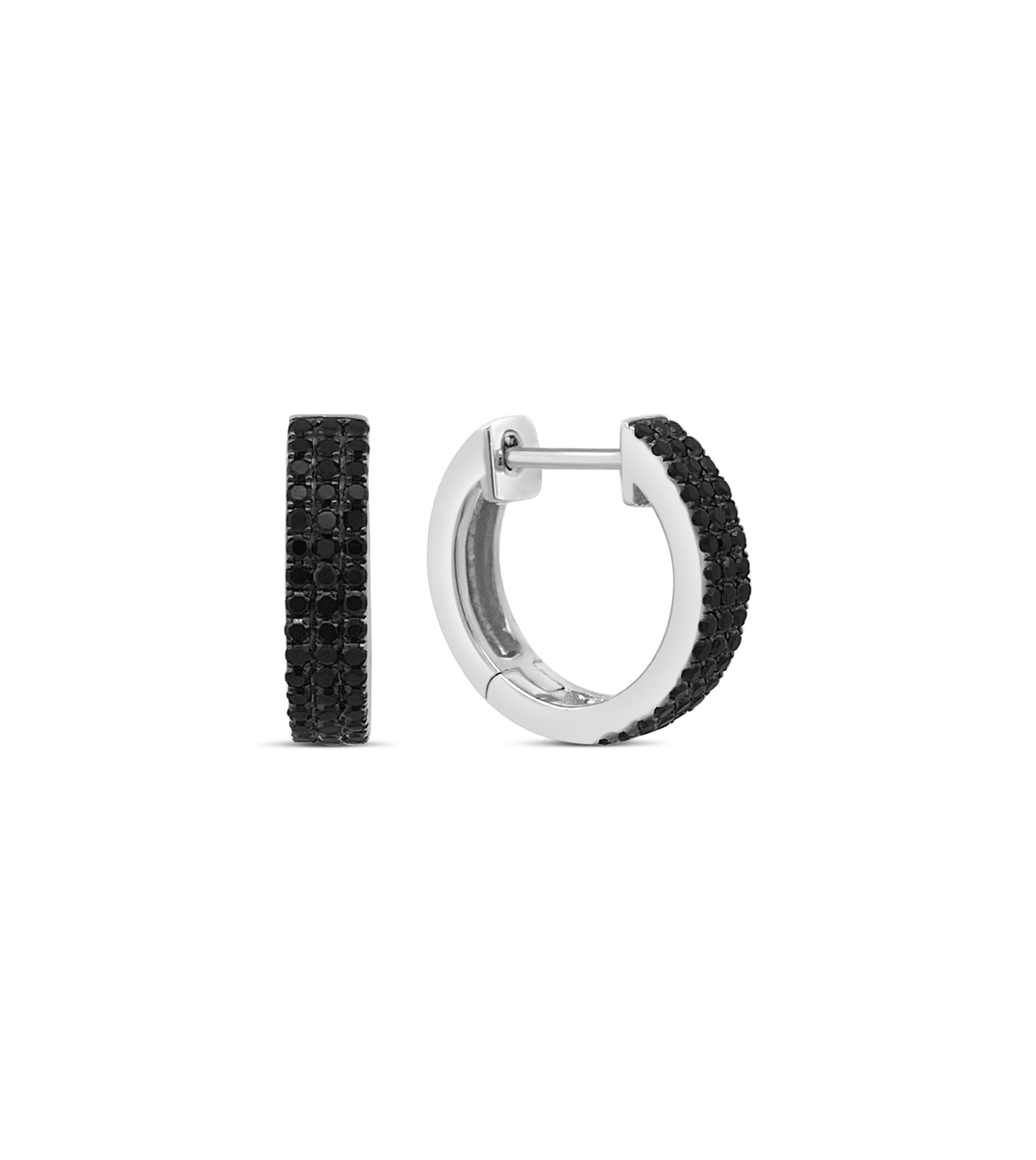 Black Diamond 3 Row Huggie Earring