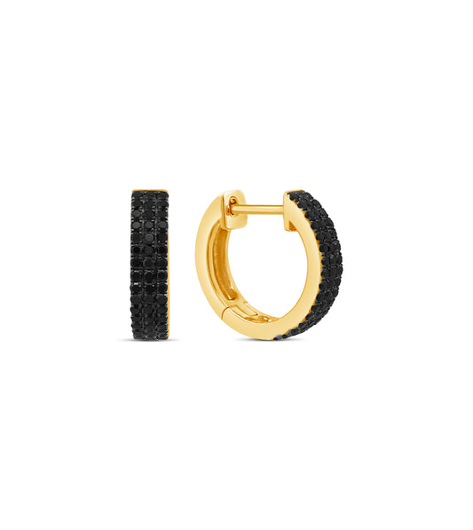 Black Diamond 3 Row Huggie Earring
