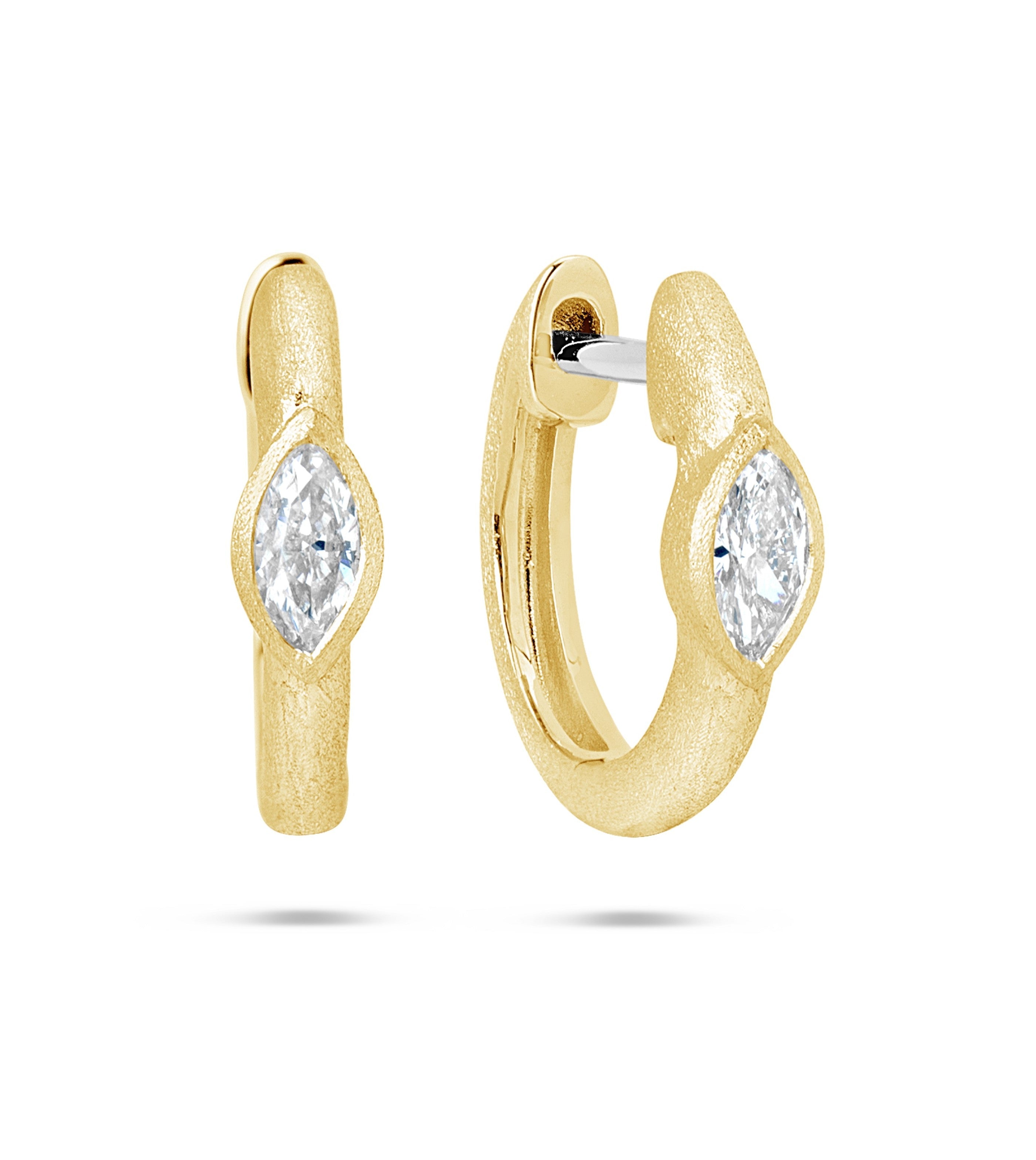 Diamond Marquise Bezel Huggie Earring