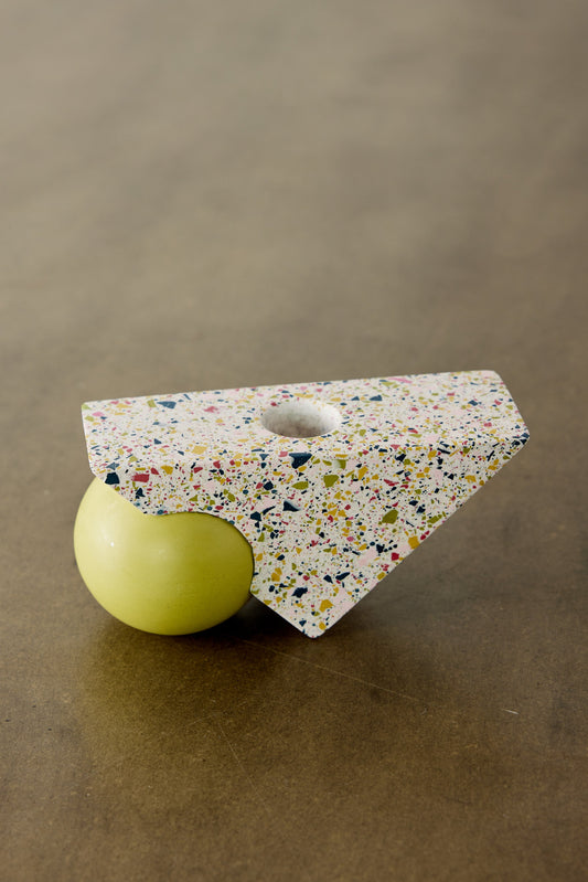 Equilibrium Bright Green & Pink Terrazzo Taper Candle Holder