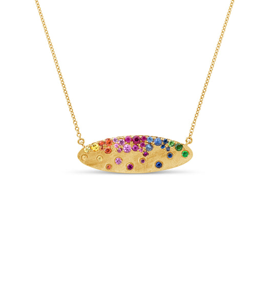 Rainbow Celestial Oval Necklace
