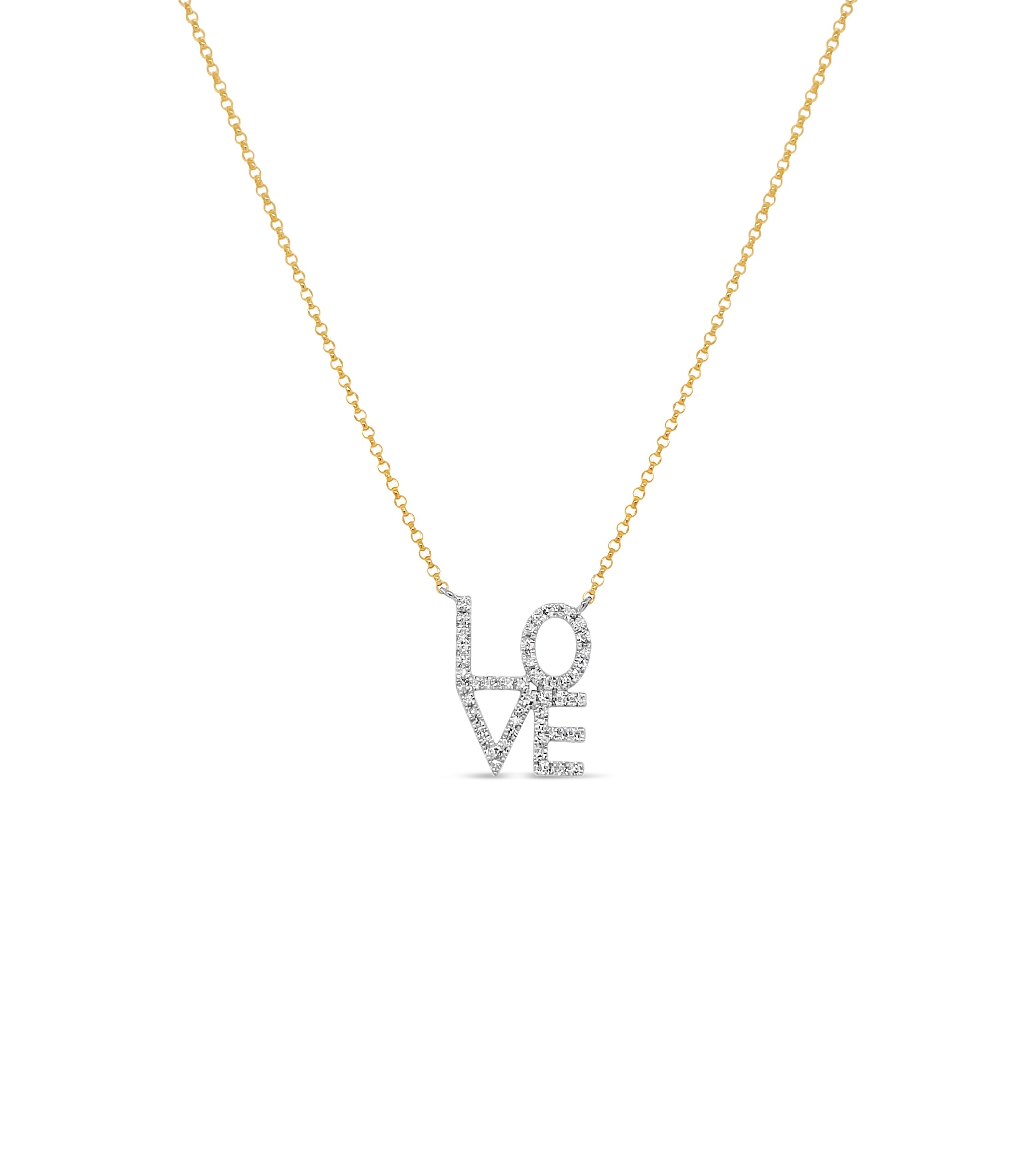 Diamond Love Block Necklace