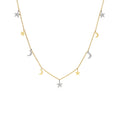 Diamond Star-Moon Charm Long Necklace