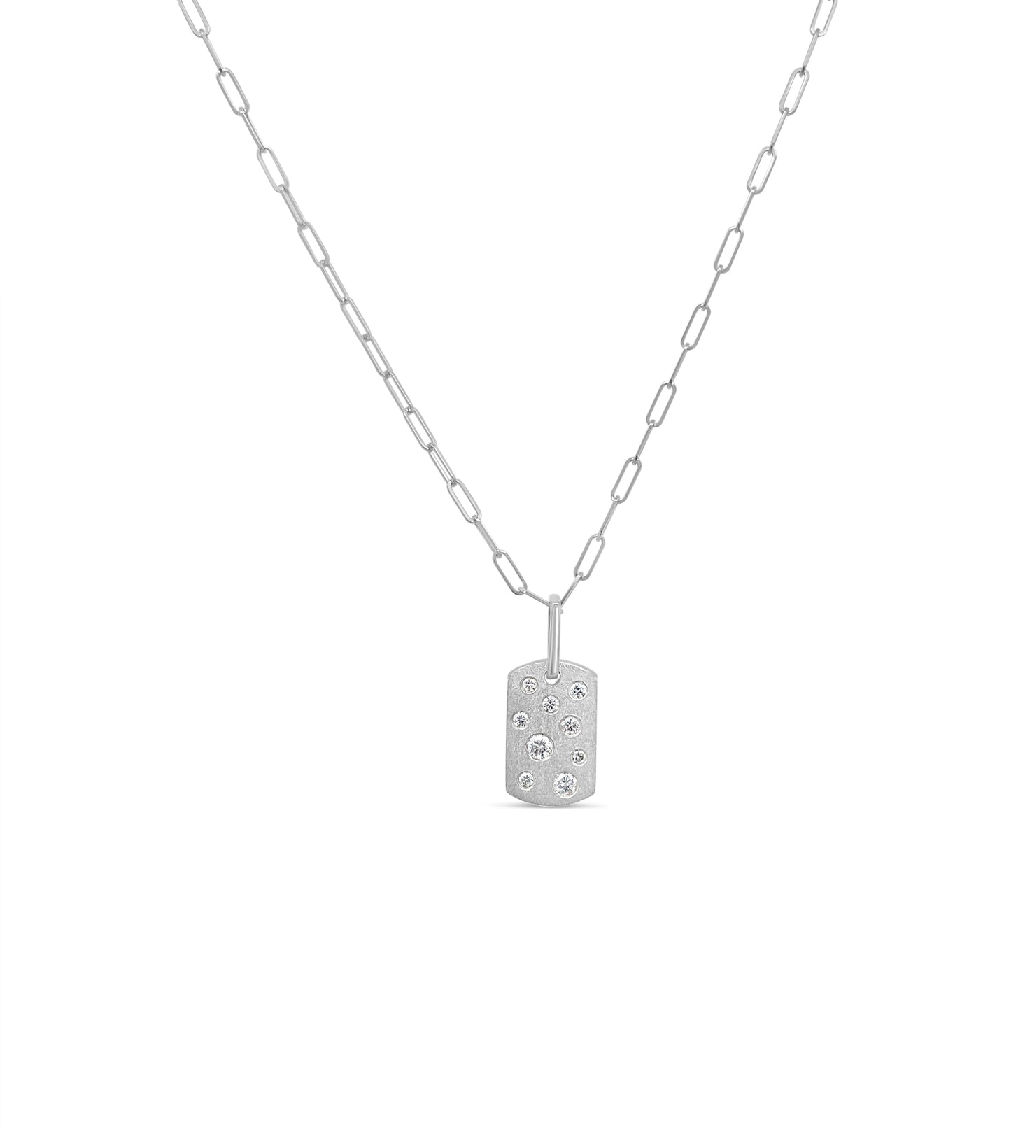 Diamond Scatter Dog Tag Necklace