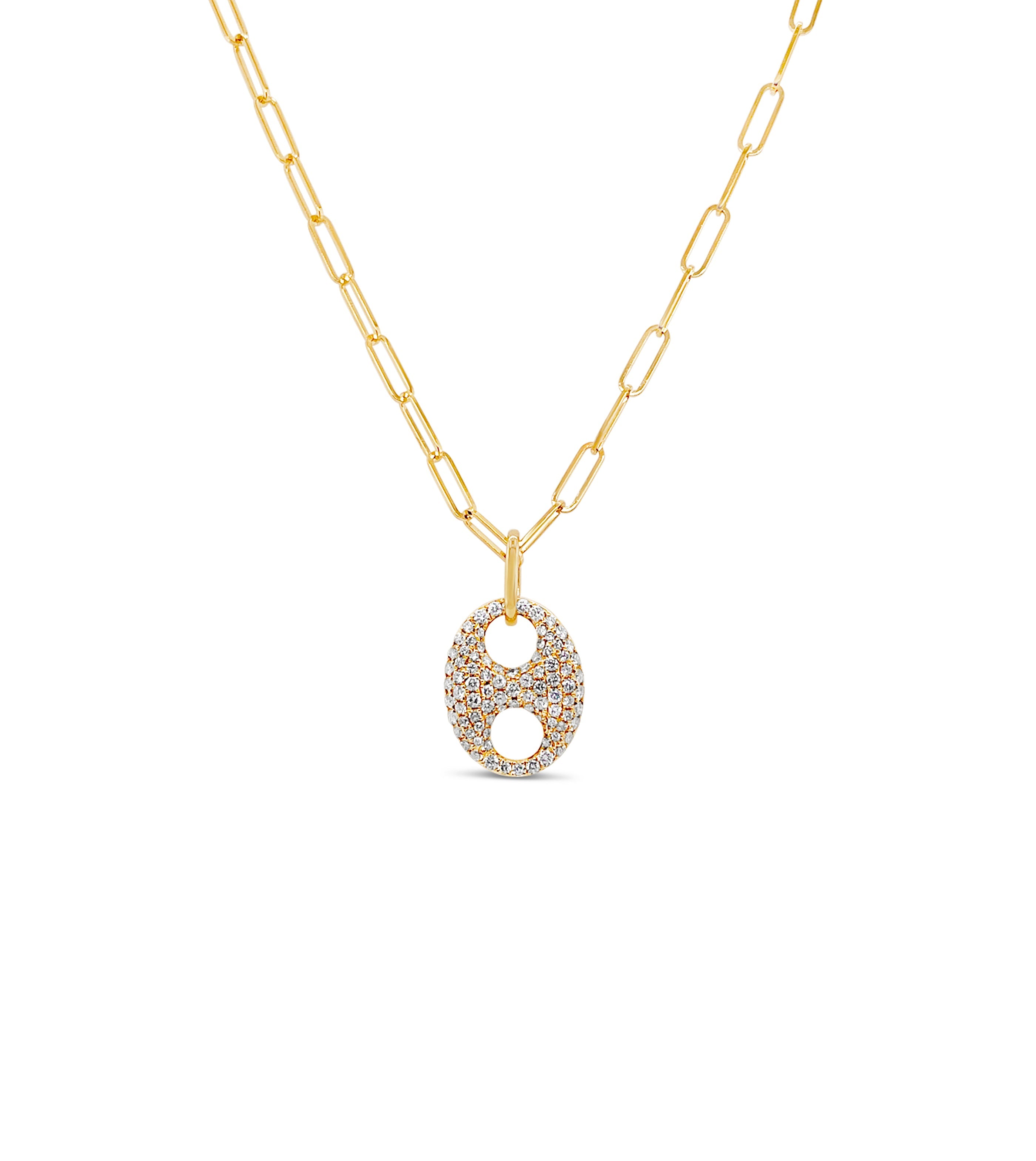 Diamond Puffed Mariner Necklace