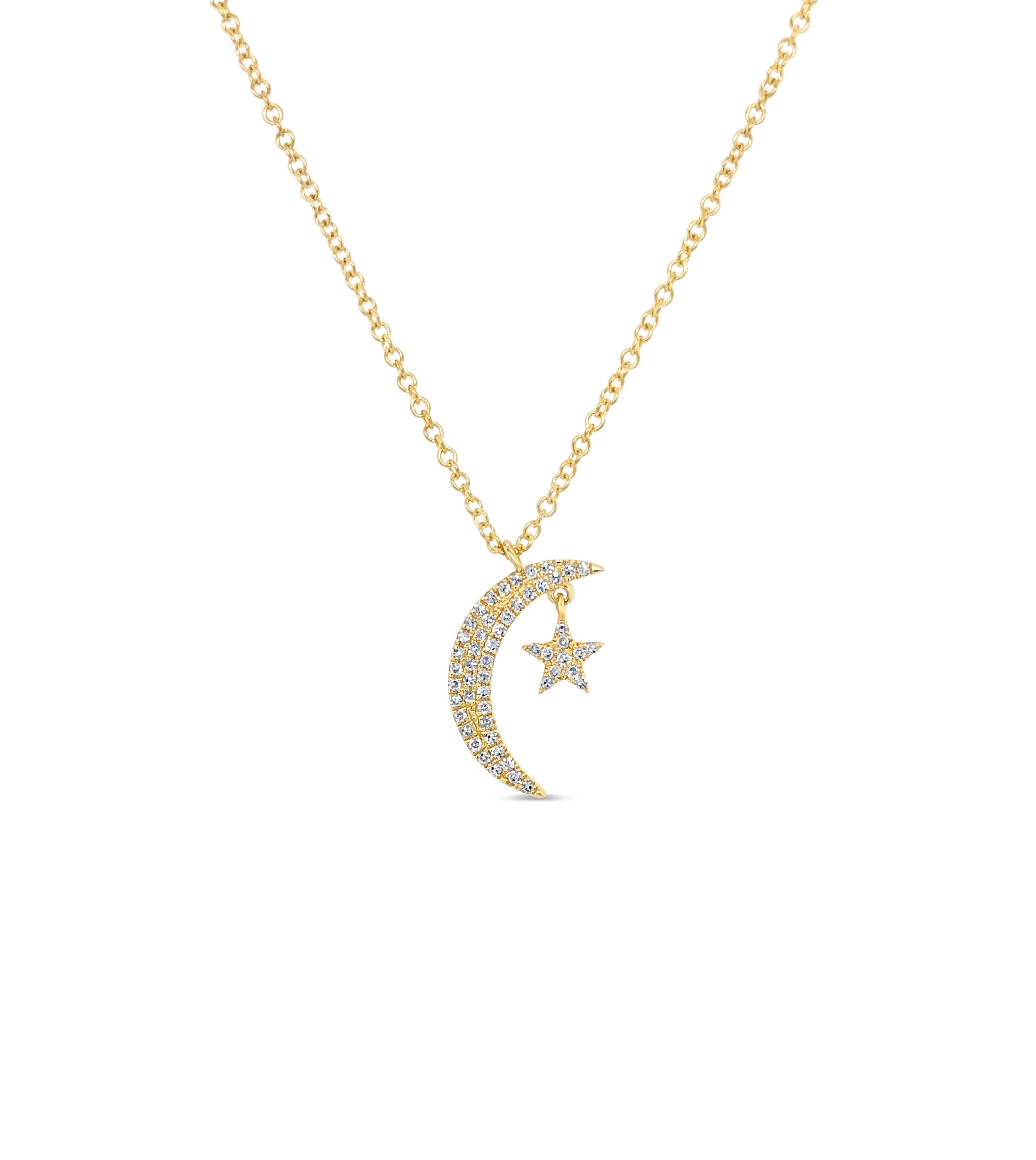 Diamond Moon & Star Necklace