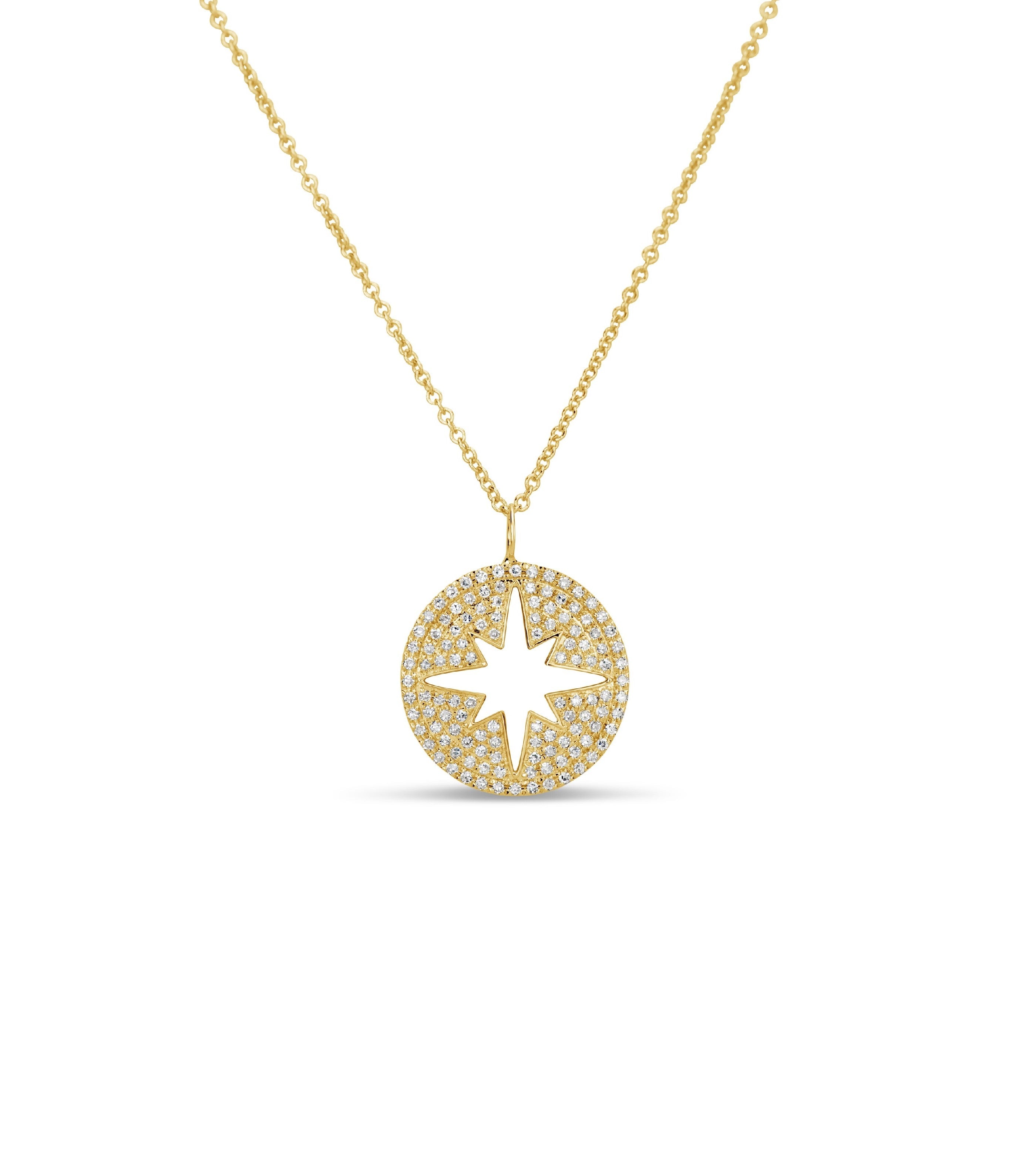 Diamond North Star Disc Necklace