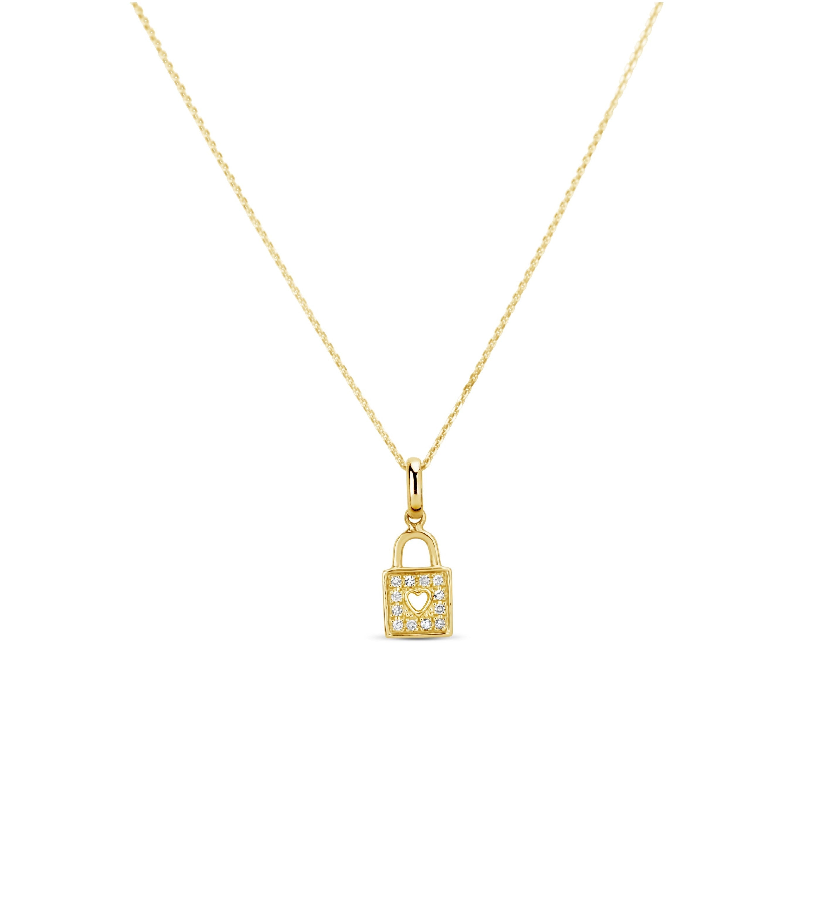 Diamond Padlock Heart Necklace