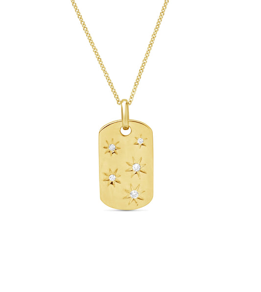 Diamond Stars Dog Tag Necklace