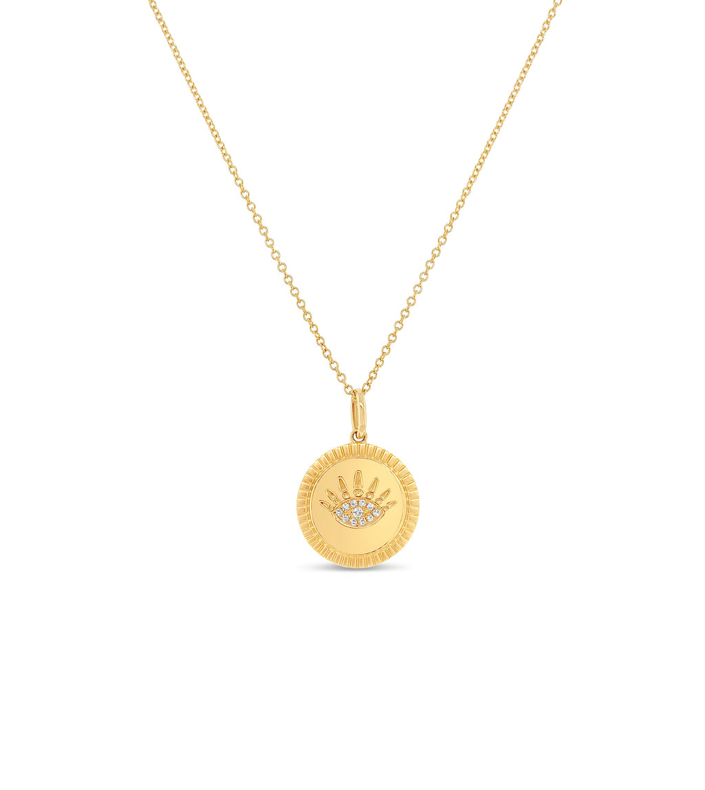 Diamond Eye Medallion Disc Necklace