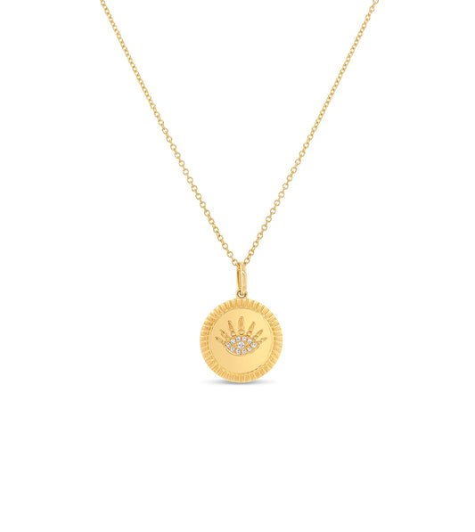 Diamond Eye Medallion Disc Necklace