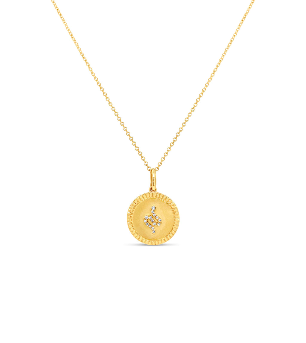 Diamond Snake Medallion Disc Necklace