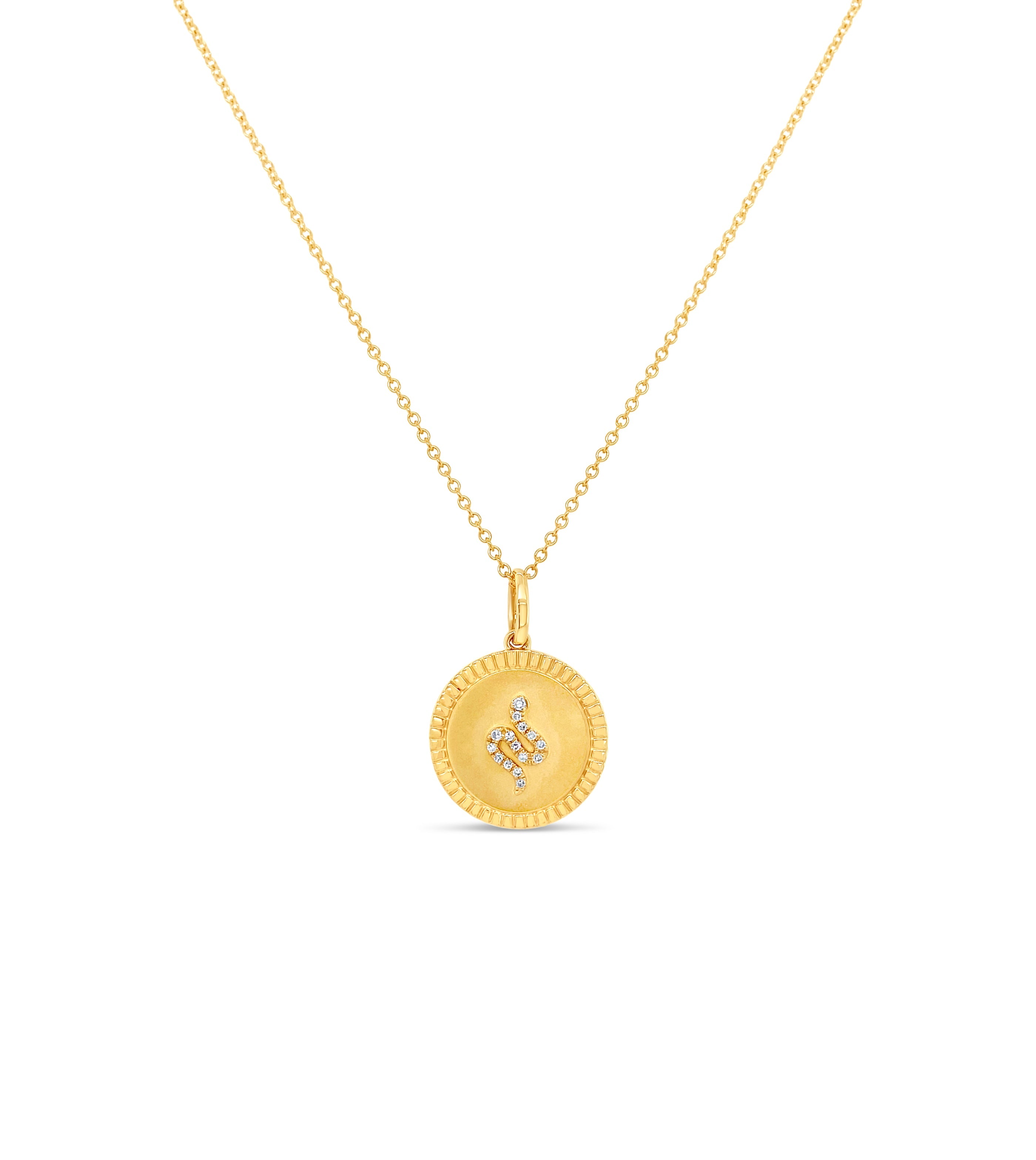 Diamond Snake Medallion Disc Necklace