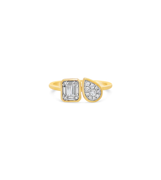 Diamond Cluster Toi et Moi Ring