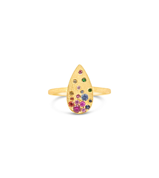 Rainbow Sapphire Celestial Pear Ring