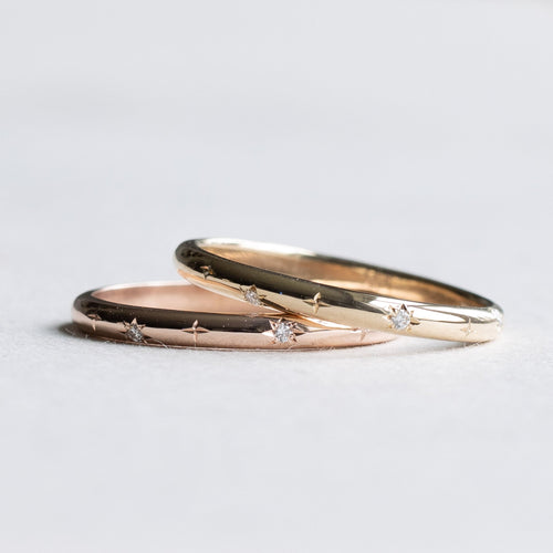 14K Diamond Starburst 2mm Band