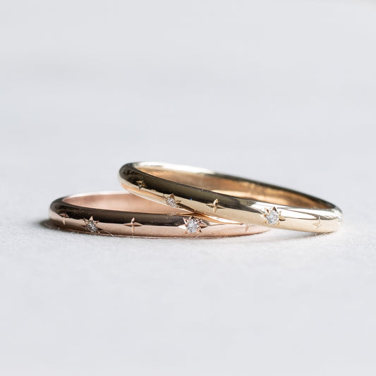14K Diamond Starburst 2mm Band