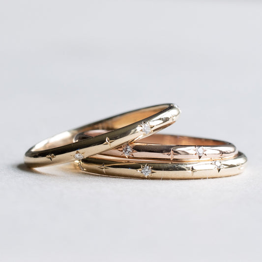 14K Diamond Starburst 2mm Band
