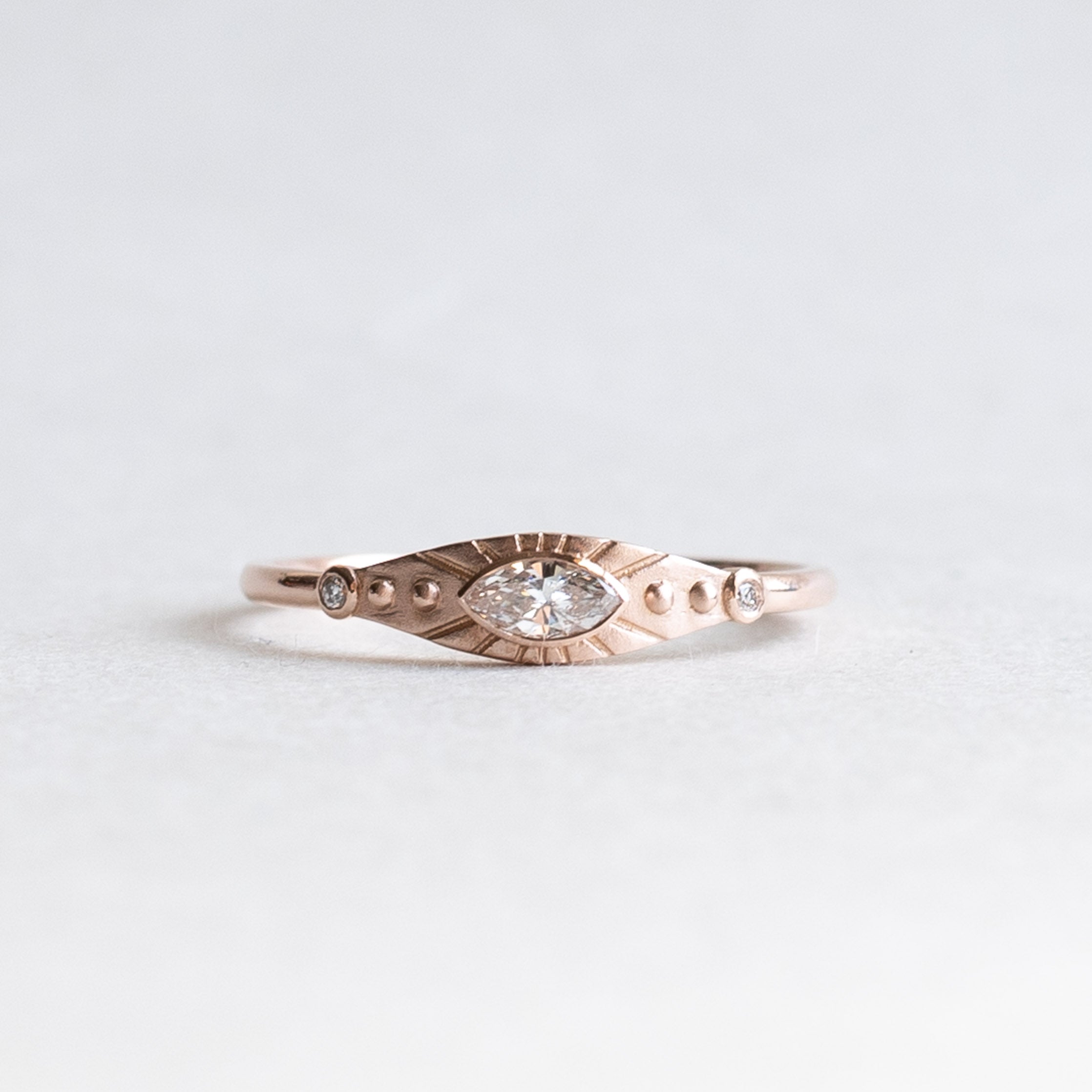 14K Rose Marquise Lab Diamond Ring