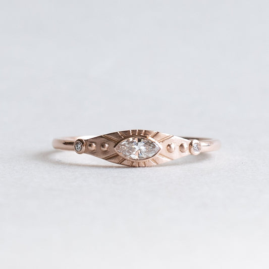 14K Rose Marquise Lab Diamond Ring