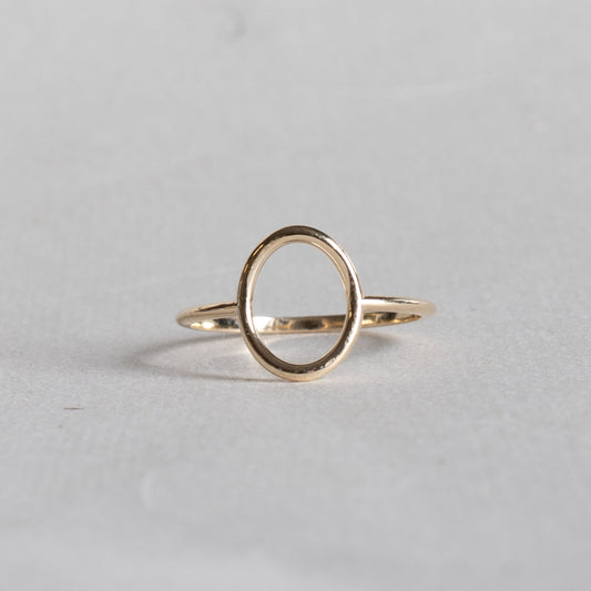 14K Yellow Gold Open Oval Ring