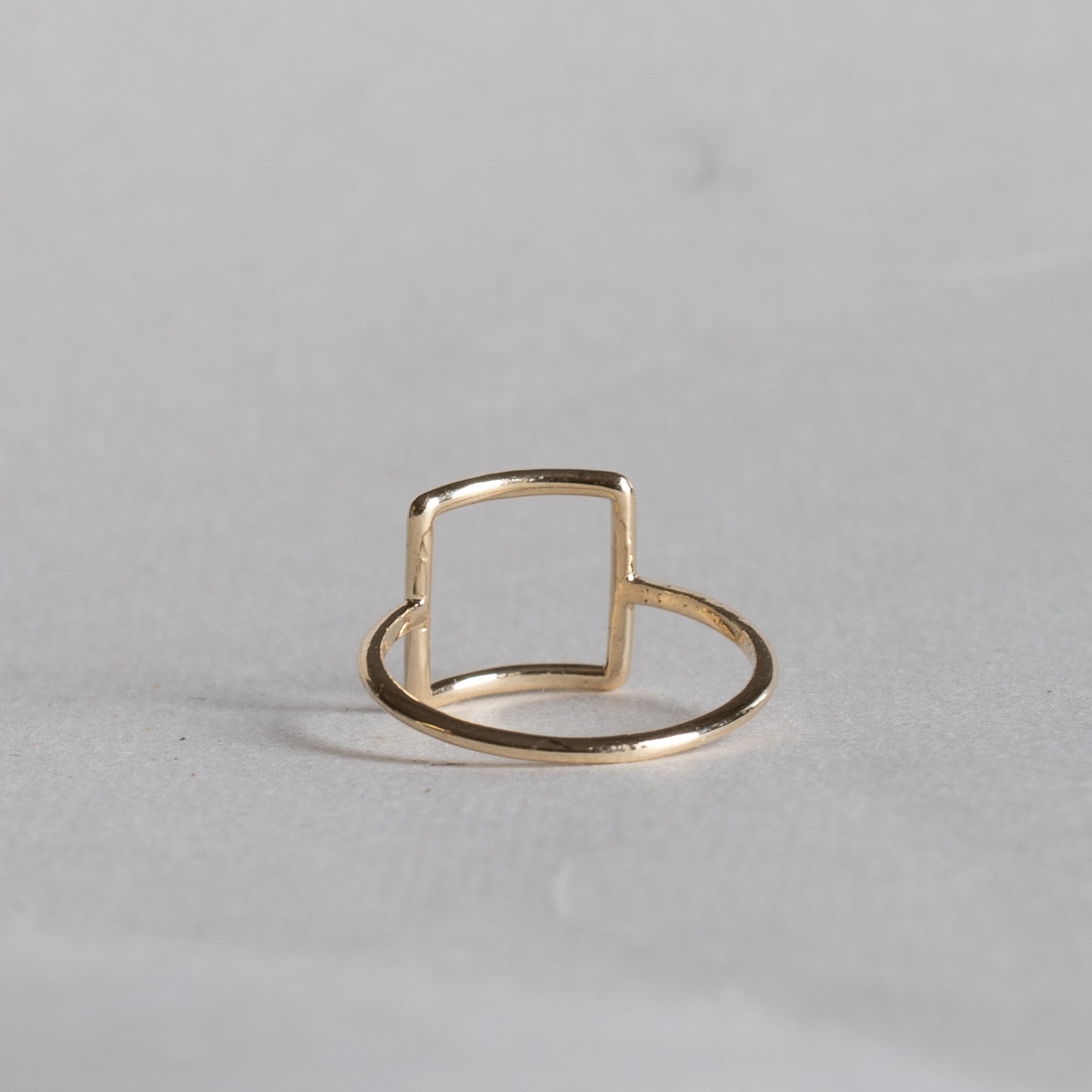 14K Yellow Gold Open Square Ring