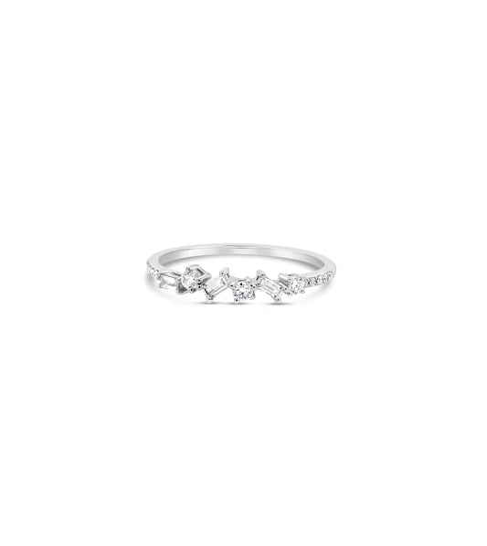 Baguette & Round Diamond Cluster Band