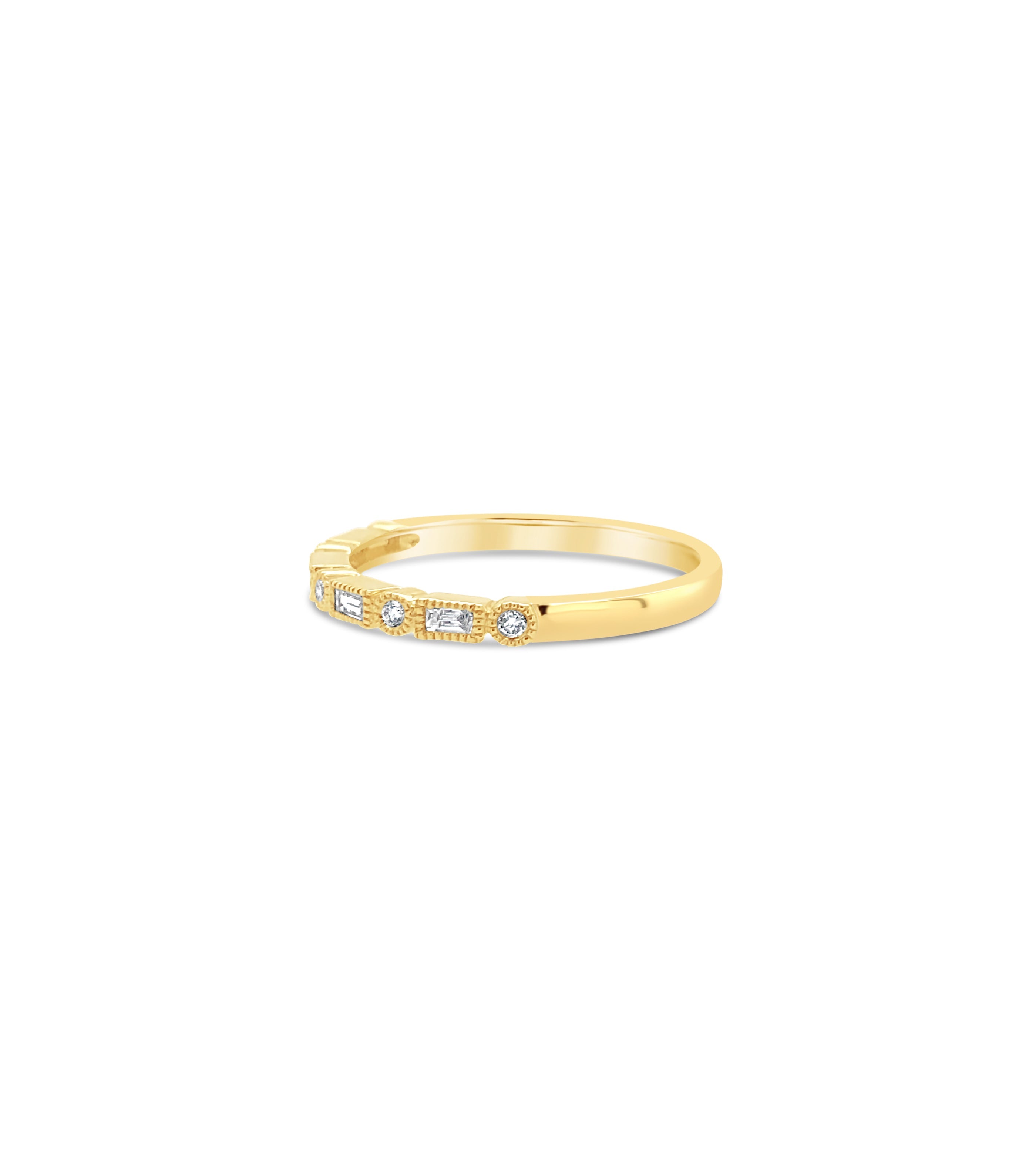 Diamond Baguette & Round Bezel Band
