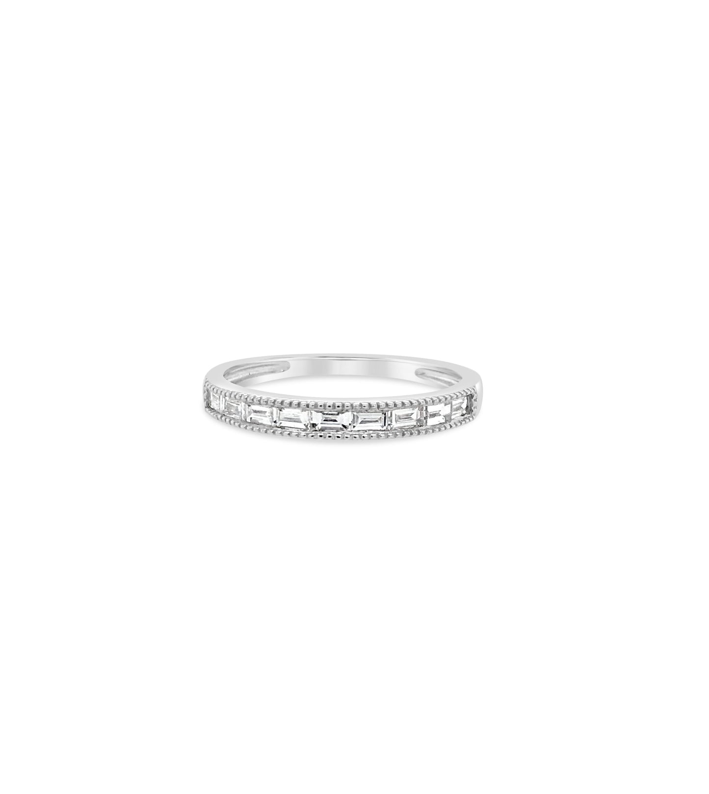 Diamond Baguette Milgrain Channel Set Band