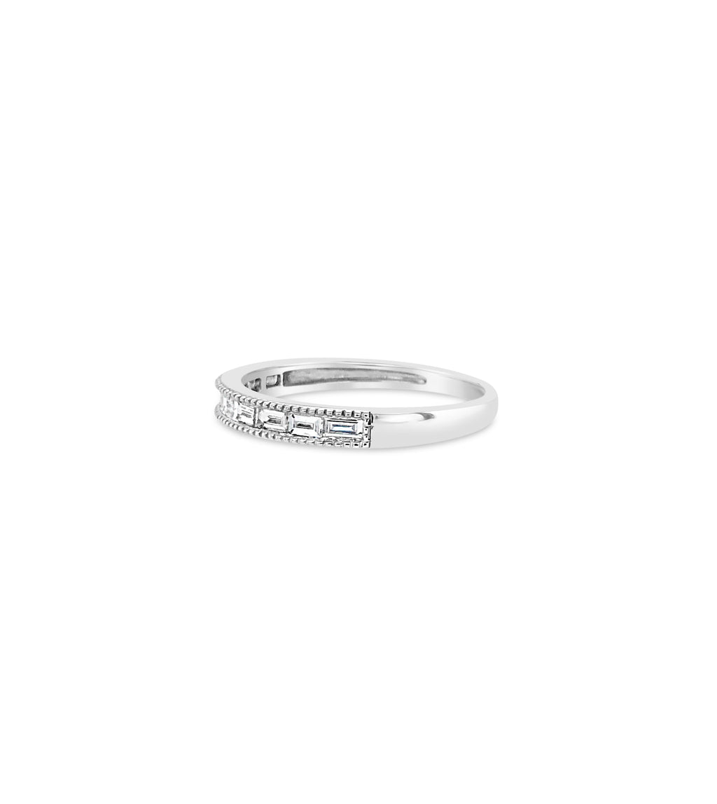 Diamond Baguette Milgrain Channel Set Band