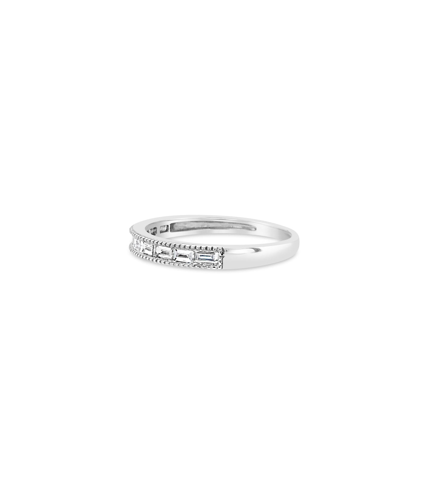 Diamond Baguette Milgrain Channel Set Band