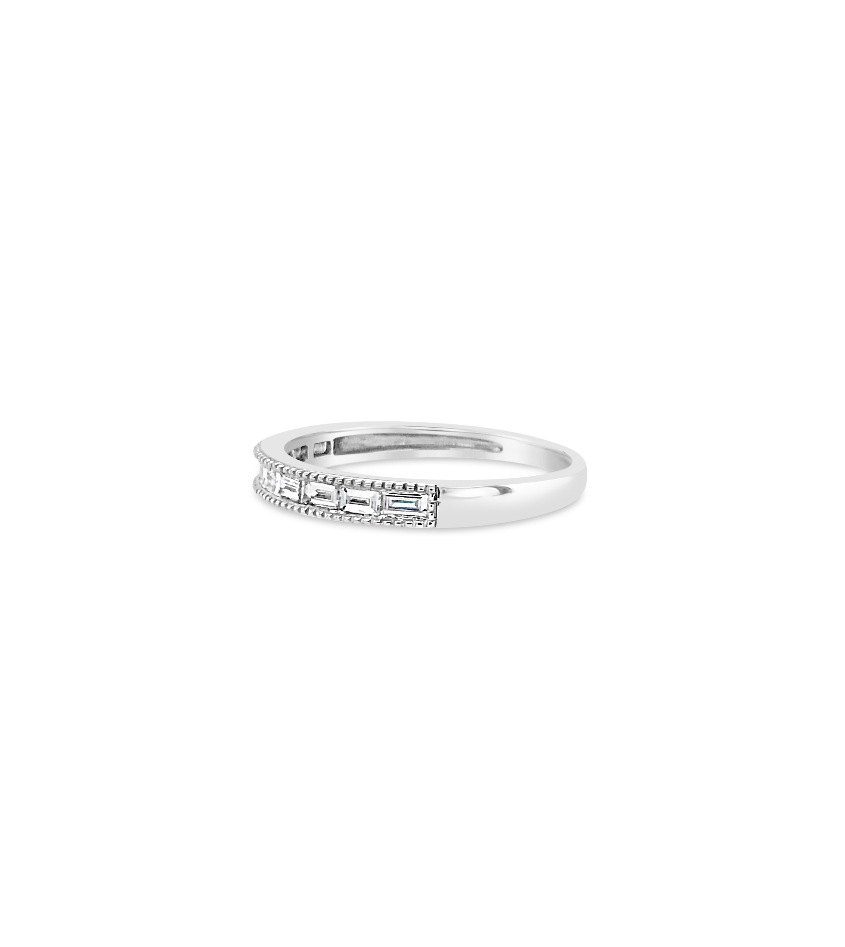 Diamond Baguette Milgrain Channel Set Band