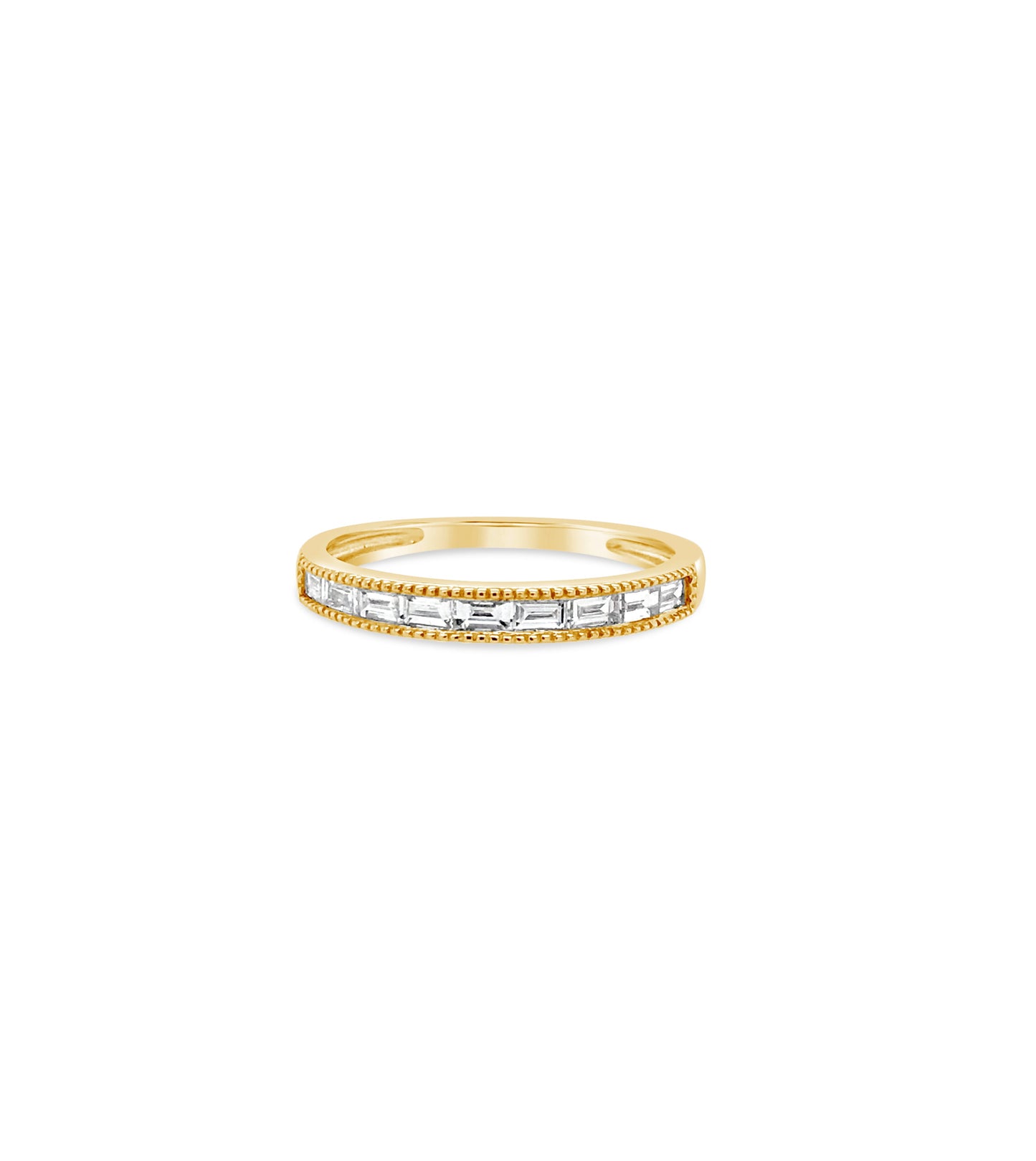 Diamond Baguette Milgrain Channel Set Band