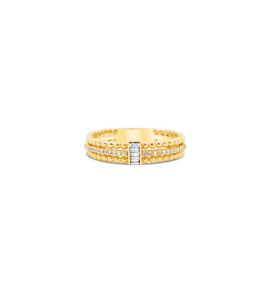 Diamond Baguette & Bead Ring