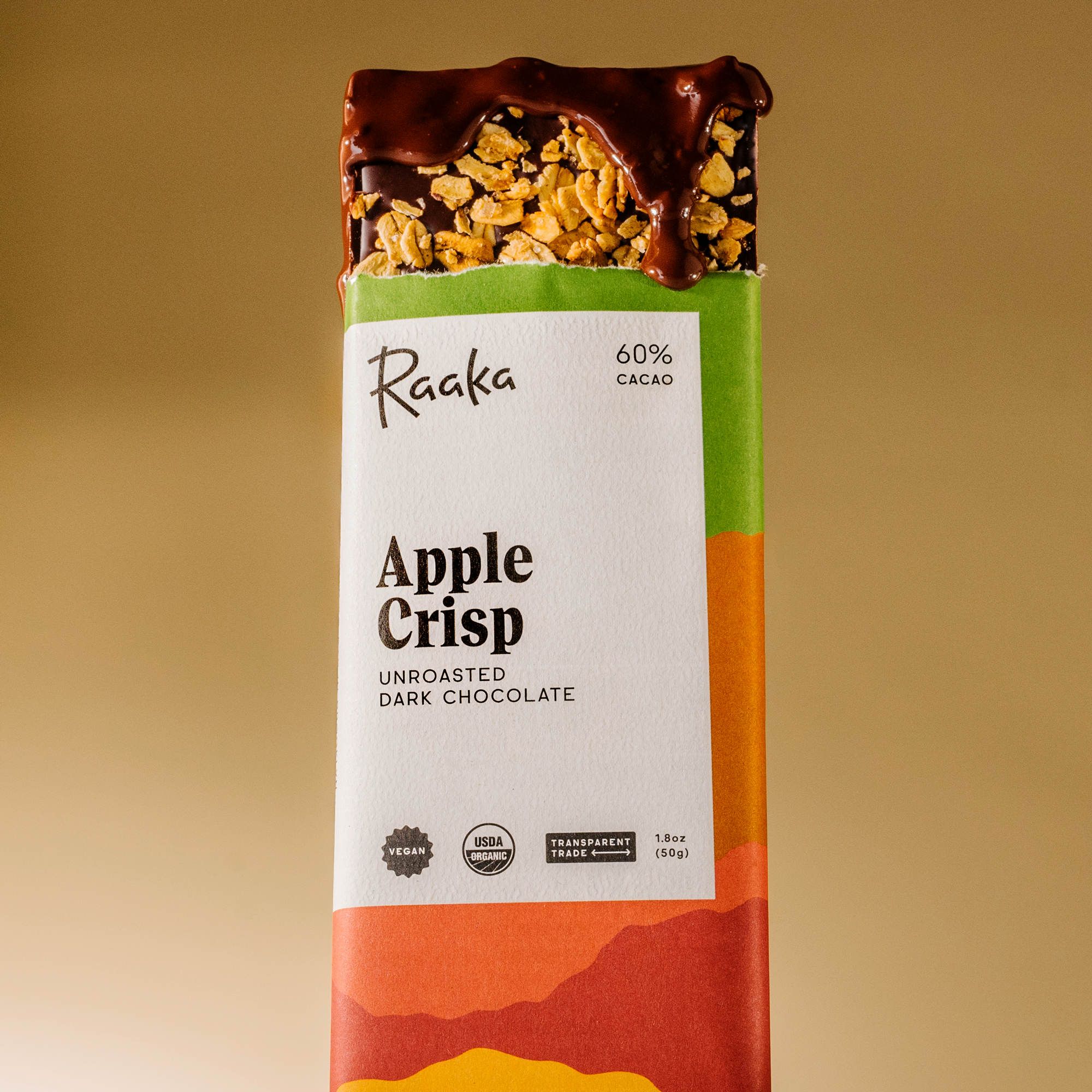 Apple Crisp bar with melted chocolate drip