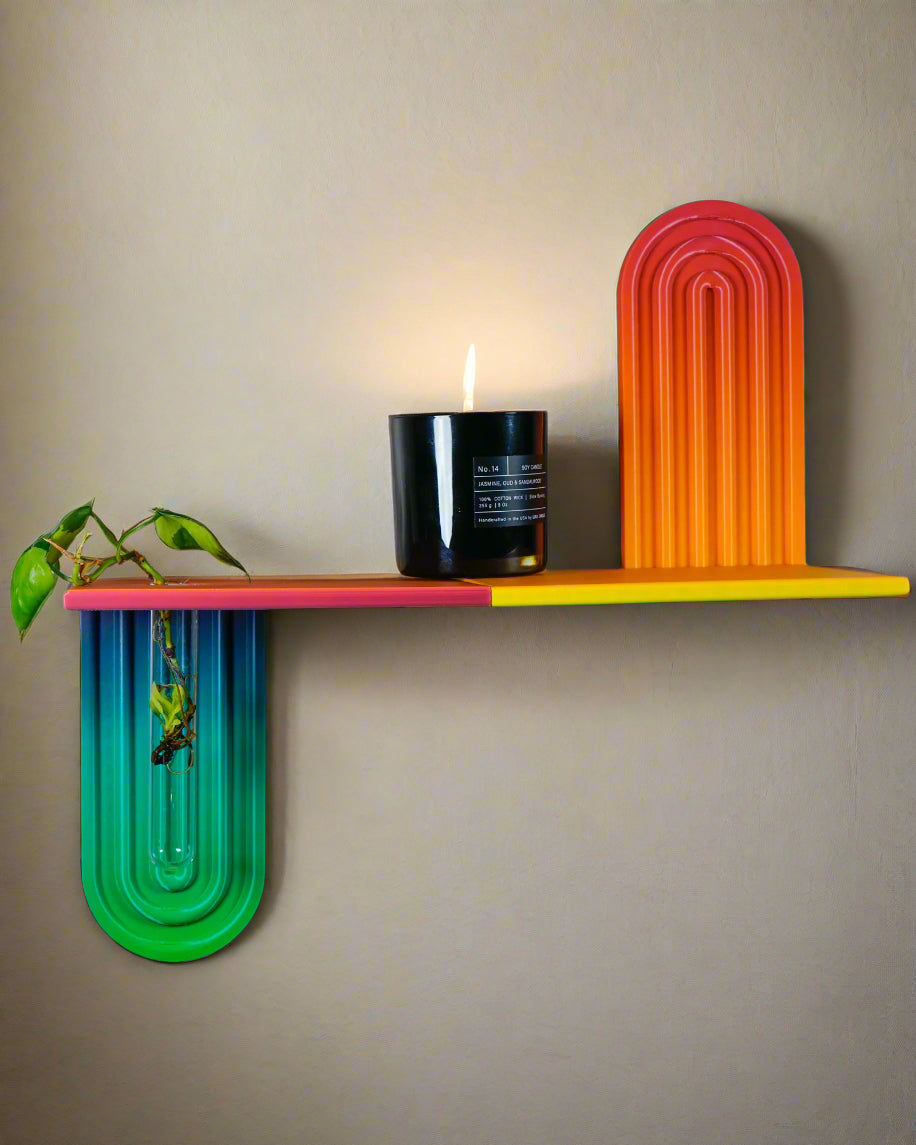 Modern Floating Wall Shelf, Unique Arch Oval Home Decor, 3D Printed Propagation or Reed Diffuser Shelf, Wall Shelf Catchall, Entryway Decor