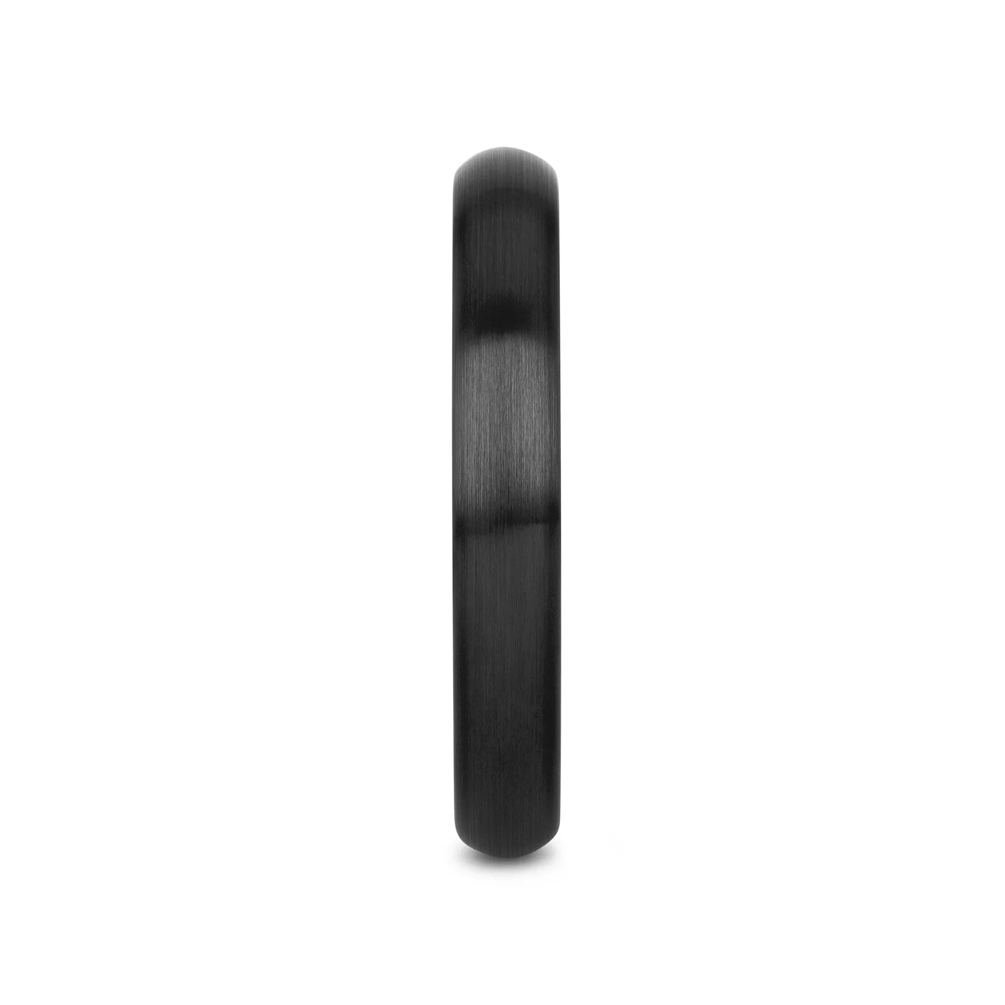 ATTOR Domed Brush Finished Black Ceramic Wedding Band - 2mm