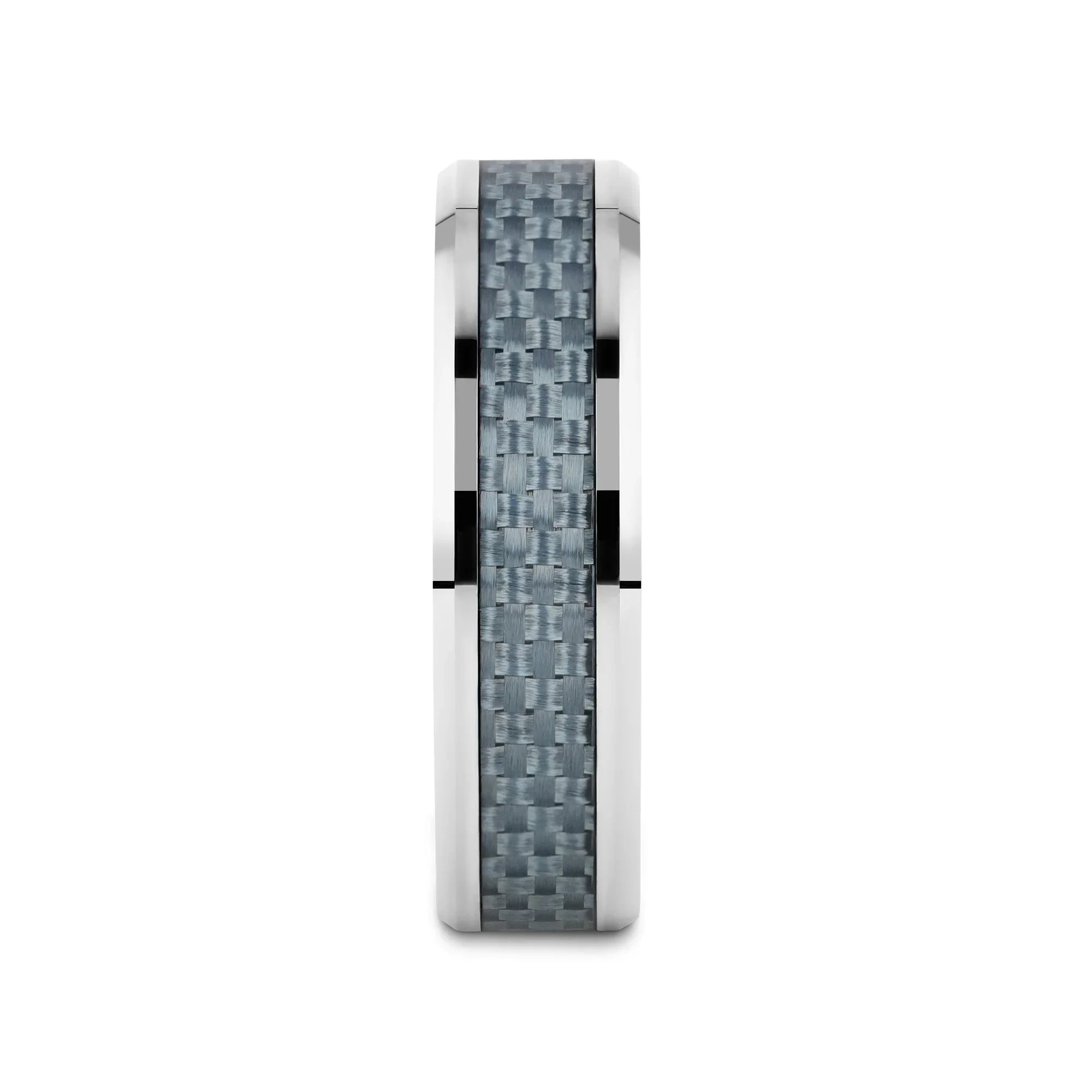 AUGUSTUS Blue Carbon Fiber Inlay Tungsten Carbide Band - 4mm - 10mm