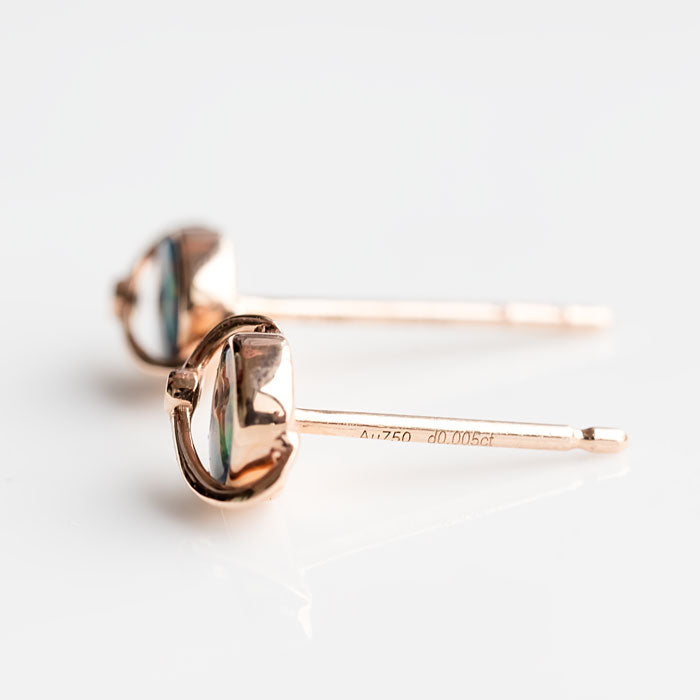 Earth Moon Design Australian Doublet Opal & Diamond Stud Earrings 18K Rose Gold