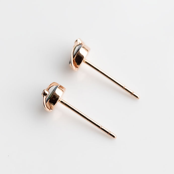 Earth Moon Design Australian Doublet Opal & Diamond Stud Earrings 18K Rose Gold