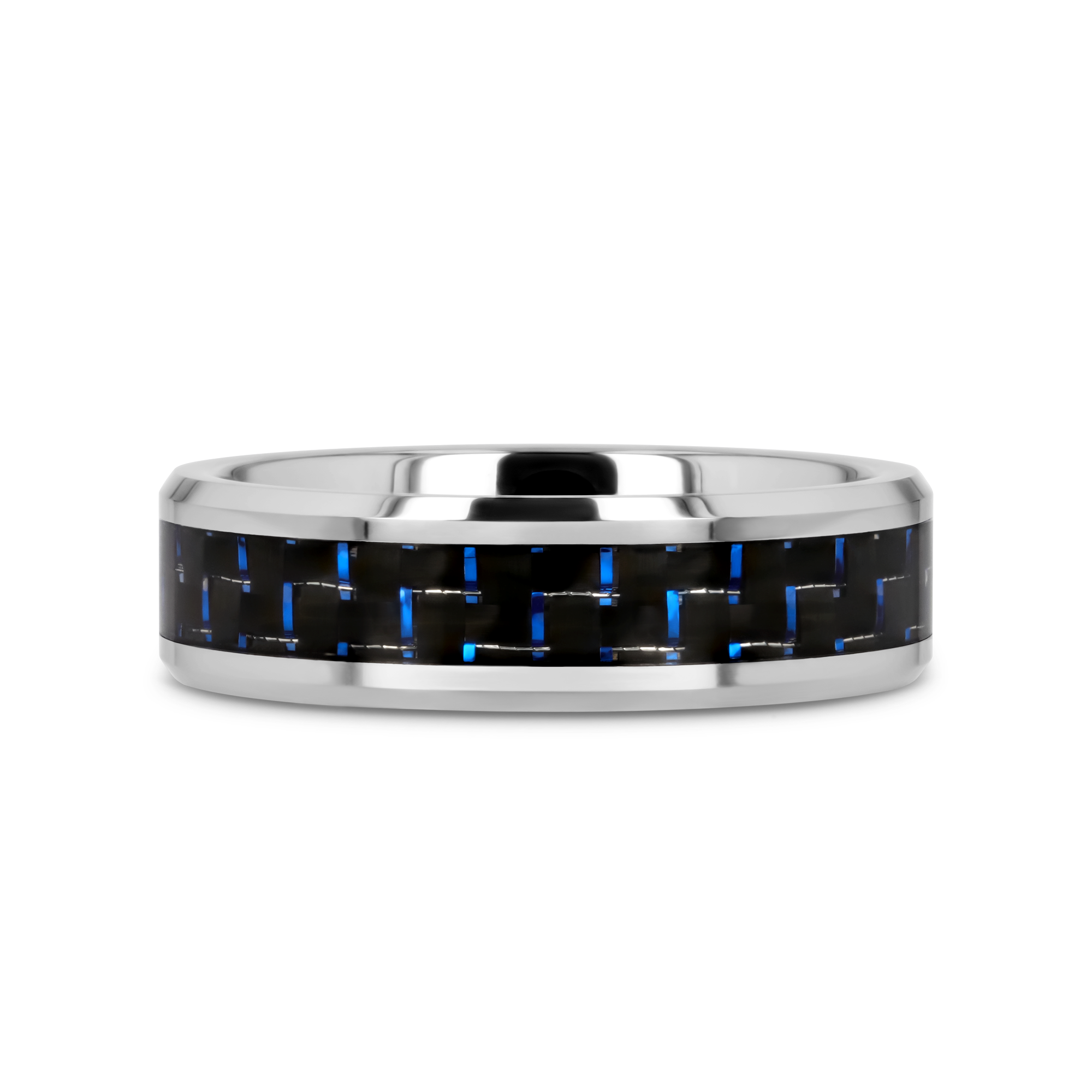 AUXILIUS Tungsten Carbide Ring with Black & Blue Carbon Fiber Inlay - 6mm - 10mm