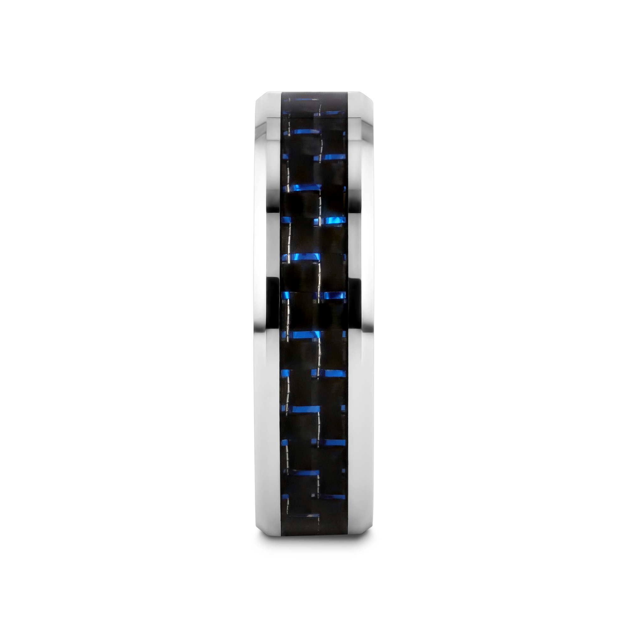 AUXILIUS Tungsten Carbide Ring with Black & Blue Carbon Fiber Inlay - 6mm - 10mm