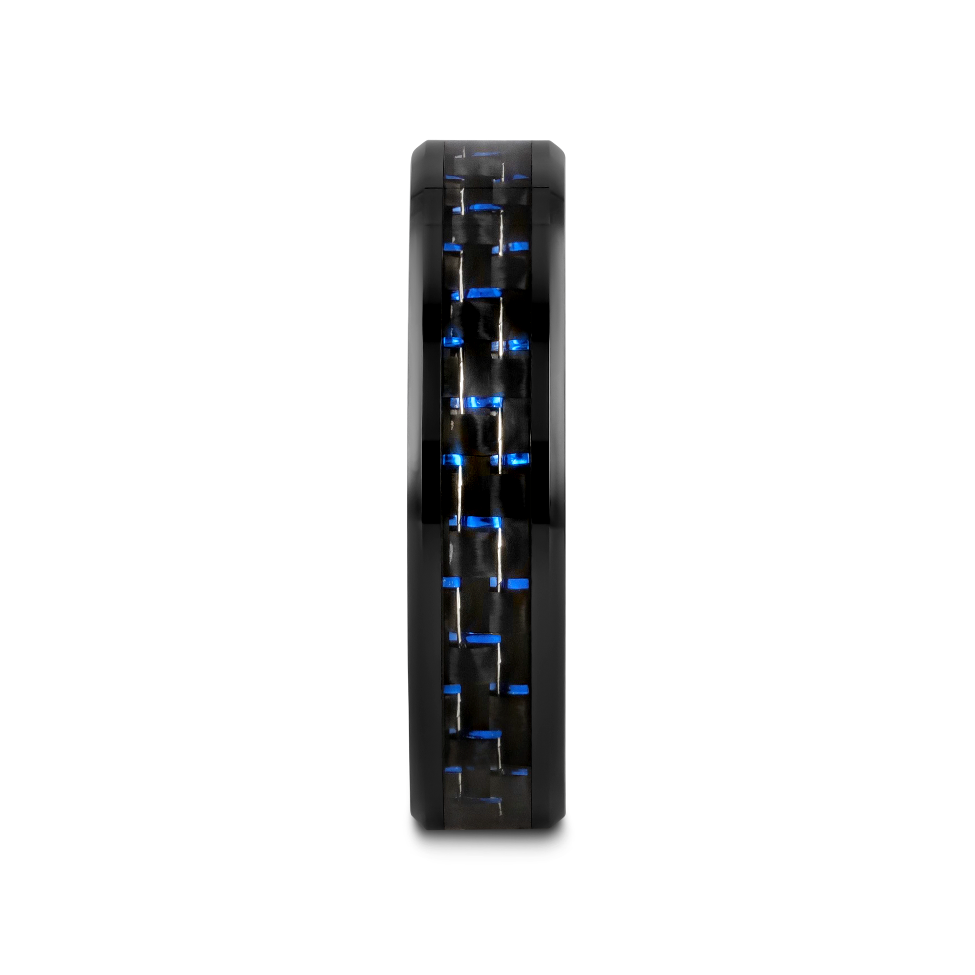 AVITUS Black Beveled Ceramic Ring with Blue & Black Carbon Fiber Inlay - 4mm - 10mm