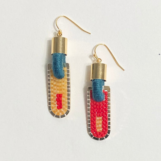 Stripe Geometric Earrings in Poppy/Peach