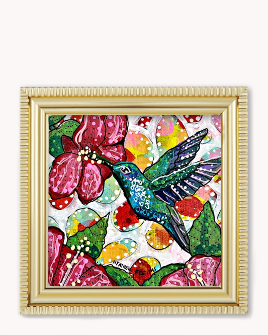 Hibiscus Hummingbird Framed Magnet ( Medium )