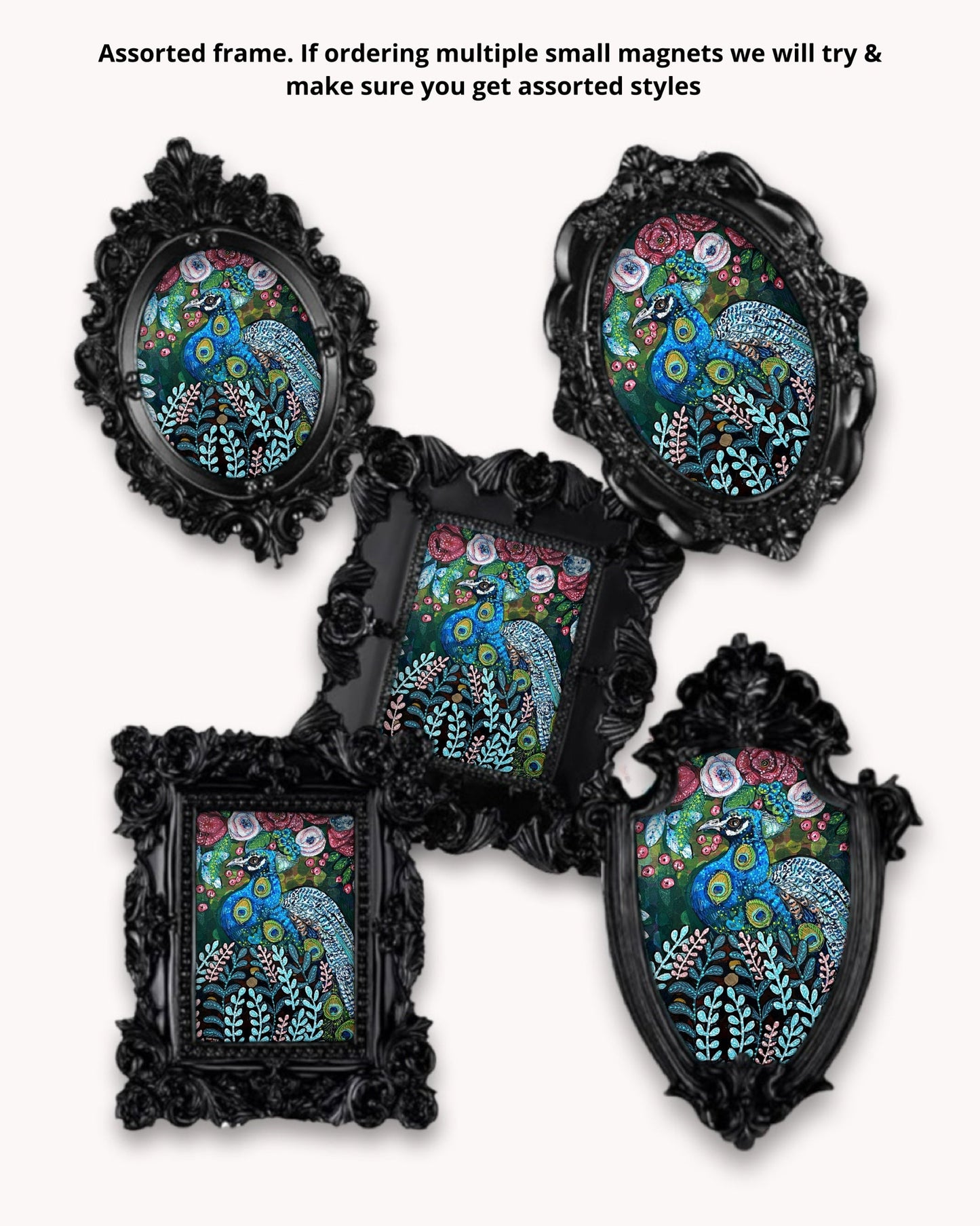 Blue Boy Peacock Framed Magnet ( Small )