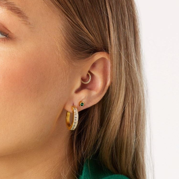 Baguette Gemstone Hoop Earrings